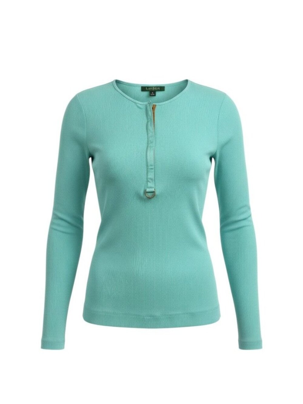 Lauren Ralph Lauren Womens Turquoise Ribbed Long-Sleeve Pullover Top XL